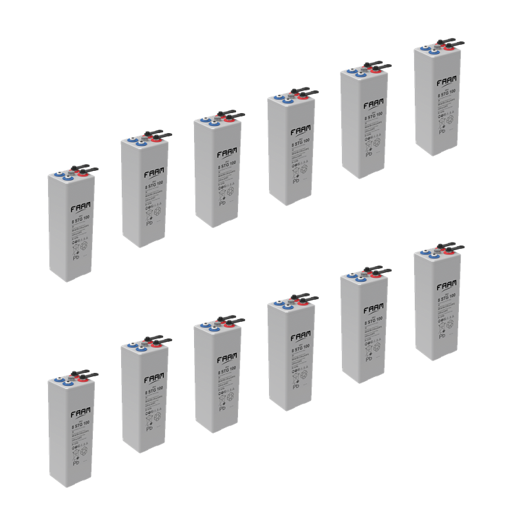 Banco Batteria 24V OpzV 200Ah GEL Faam 4STG50 deep cycle ciclica LONG LIFE made in Italy top di gamma Banco Batteria 24V OpzV 200Ah GEL Faam 4STG50 deep cycle ciclica LONG LIFE made in Italy top di gamma
