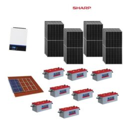 KIT Ibrido 6KWp Inverter 7,2KWh Batterie NBA 400Ah acido libero Pannello Solare Sharp 370W 24V Fotovoltaico + staffe