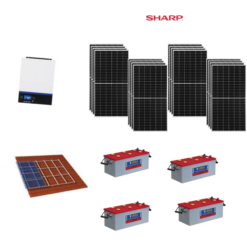 KIT Ibrido 6KWp Inverter 7,2KWh Batterie NBA 200Ah acido libero Pannello Solare Sharp 370W 24V Fotovoltaico + staffe