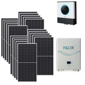 Kit Isola Ibrido 9,9Kwp Pannello Solare Q.TRON S-G3R.12+/BFG 450Wp Monocristallino di gamma Inverter 11Kwh con regolatore + Batteria litio 7,2Kwh
