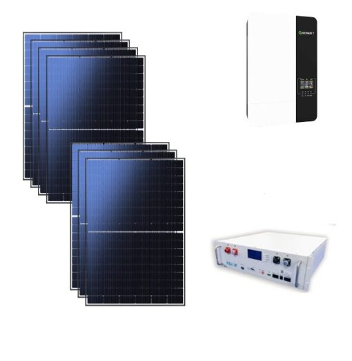 Kit 3,2Kwp Pannello Solare Phono solar 460Wp Monocristallino Inverter Growatt 5Kwh con regolatore + Batteria litio 4,8Kwh