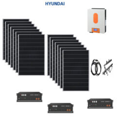 Kit OFF GRID Autoconsumo 10Kwp Pannello Solare HYUNDAI 420Wp Monocristallino Inverter 6Kwh con regolatore + Batteria litio 15Kwh