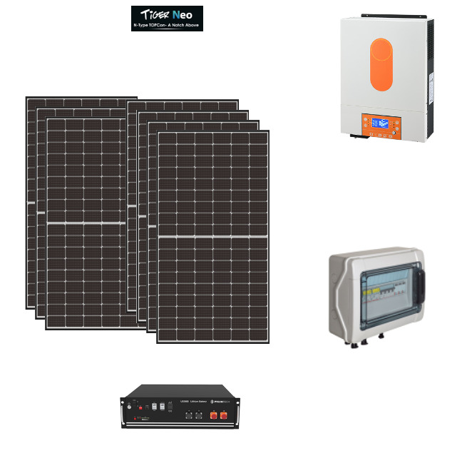Kit Off grid autoconsumo 3,2Kwp Pannello Solare Jinko Tiger NEO 470Wp Monocristallino Inverter 6Kwh con regolatore + Batteria litio Pylontech 5Kwh Kit Off grid autoconsumo 3,2Kwp Pannello Solare Jinko Tiger NEO 470Wp Monocristallino Inverter 6Kwh con regolatore + Batteria litio Pylontech 5Kwh