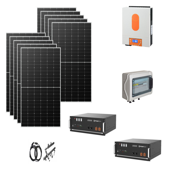 Kit Off grid autoconsumo 4Kwp Pannello Solare LONGI 575Wp LR5-72 HTH Hi-MO 6 EXPLORER Monocristallino di gamma Inverter 6Kwh con regolatore + Batteria litio Pylontech us5000 10KWh + QUADRO Kit Off grid autoconsumo 4Kwp Pannello Solare LONGI 575Wp LR5-72 HTH Hi-MO 6 EXPLORER Monocristallino di gamma Inverter 6Kwh con regolatore + Batteria litio Pylontech us5000 10KWh + QUADRO