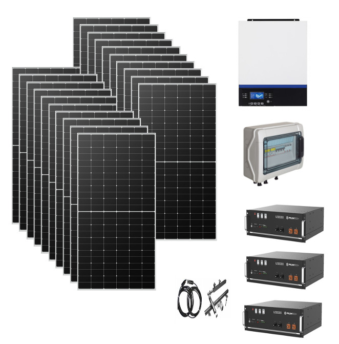 Kit Off grid autoconsumo 10,3Kwp Pannello Solare LONGI 575Wp LR5-72 HTH Hi-MO 6 EXPLORER Monocristallino di gamma Inverter 11Kwh con regolatore + Batteria litio Pylontech us5000 15KWh + QUADRO Kit Off grid autoconsumo 10,3Kwp Pannello Solare LONGI 575Wp LR5-72 HTH Hi-MO 6 EXPLORER Monocristallino di gamma Inverter 11Kwh con regolatore + Batteria litio Pylontech us5000 15KWh + QUADRO