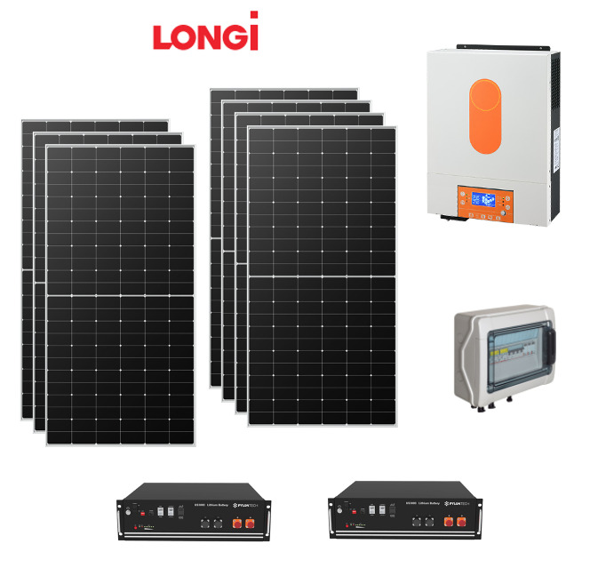 Kit Off grid autoconsumo 4Kwp Pannello Solare LONGI 575Wp Monocristallino Inverter 6Kwh regolatore 1 ingresso + Batteria litio 100Ah 10Kwh Kit Off grid autoconsumo 4Kwp Pannello Solare LONGI 575Wp Monocristallino Inverter 6Kwh regolatore 1 ingresso + Batteria litio 100Ah 10Kwh