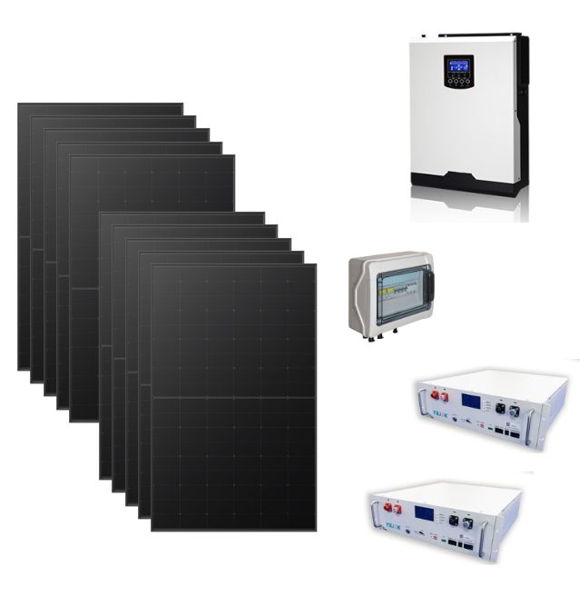 Kit Off grid autoconsumo 4Kwp Pannello Solare Longi 420Wp full black Monocristallino Inverter 5Kwh con regolatore + Batteria litio Yilink 4,8KWh Kit Off grid autoconsumo 4Kwp Pannello Solare Longi 420Wp full black Monocristallino Inverter 5Kwh con regolatore + Batteria litio Yilink 4,8KWh