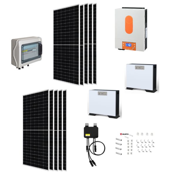 KIT AUTOCONSUMO con moduli LONGI 585Wp Monocristallino + Inverter con regolatore + Batteria litio KIT AUTOCONSUMO con moduli LONGI 585Wp Monocristallino + Inverter con regolatore + Batteria litio