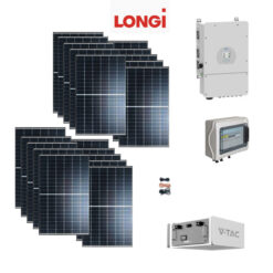 Kit Off/on Grid Trifase 8,5Kwp Pannello Solare Longi 425W Monocristallino mezza cella cell top di gamma + BATTERIE LITIO 9,6Kwh + Inverter 8KWh Cei021