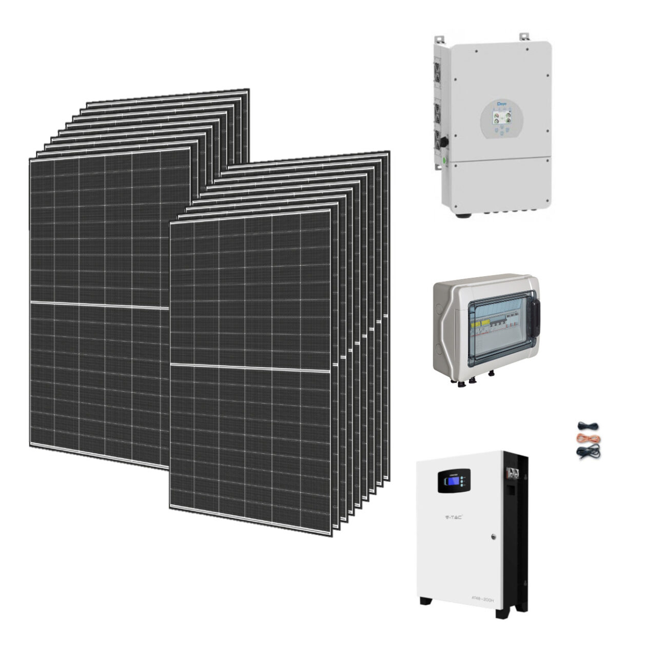 Kit OFF/ON GRID 7Kwp Pannello Solare Jinko 585Wp Monocristallino Inverter DEYE 6Kwh con regolatore CEI021 + Batteria litio 10,5Kwh Kit OFF/ON GRID 7Kwp Pannello Solare Jinko 585Wp Monocristallino Inverter DEYE 6Kwh con regolatore CEI021 + Batteria litio 10,5Kwh