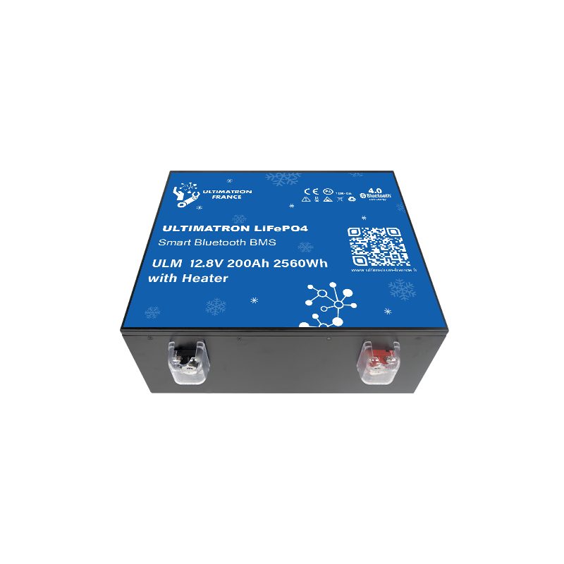 Ultimatron Batterie Lithium 12.8V 200Ah LiFePO4 Smart BMS Bluetooth ULM 12 200H 15 4 Batteria al litio Ultimatron 12.8V 200Ah LiFePO4 Smart BMS con riscaldamento e Bluetooth integrato per fotovoltaico camper nautica top di gamma made in Europa Ryan Energia