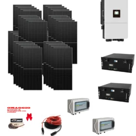 Kit Off/on Grid Trifase 20Kwp Pannello Solare Tongwei 500W Monocristallino BIFACCIALE + BATTERIE LITIO 20Kwh 400Ah + Inverter 20KWh + OMAGGIO