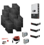 Kit Off grid autoconsumo 20Kwp Pannello Solare TONGWEI 500Wp Monocristallino Inverter 12Kwh regolatore 4 ingressi + Batteria litio 300Ah 15Kwh DYNESS