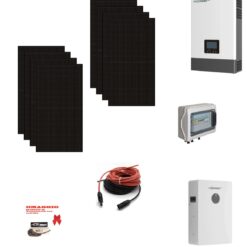 Kit Off grid autoconsumo 3Kwp Pannello Solare TCL Solar 445Wp BLACK FRAME Monocristallino Bifacciale Inverter 6Kwh regolatore 2 ingressi + Batteria litio 100Ah 5Kwh LUXPOWER