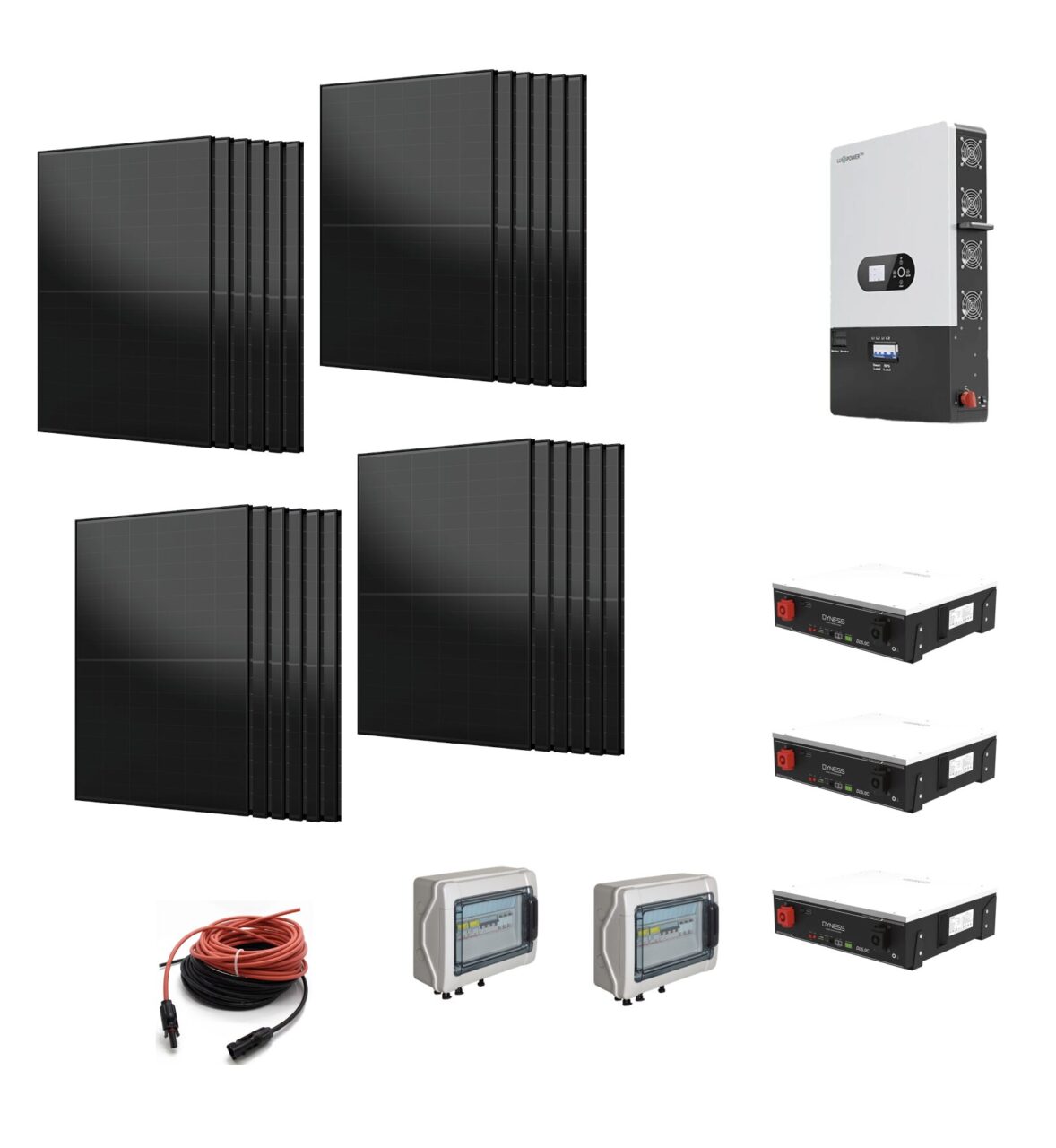 Screenshot 2026 02 17 alle 09.21.47 Kit Off grid autoconsumo 16,5Kwp Pannello Solare AIKO Neostar 2S 460Wp FULL BLACK Monocristallino Inverter 12Kwh regolatore 4 ingressi + Batteria litio 200Ah 15Kwh DYNESS Ryan Energia