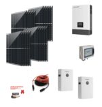Kit Off grid autoconsumo 9Kwp Pannello Solare SwissWatt SWO Davos Diamond 2 450Wp Monocristallino Classe Resistenza grandine 4 Inverter 6Kwh regolatore 2 ingressi + Batteria litio 200Ah 10Kwh LUXPOWER