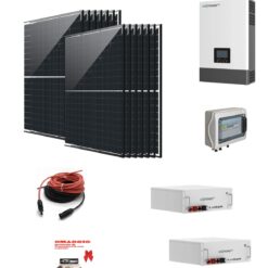 Kit Off grid autoconsumo 6,3Kwp Pannello Solare SwissWatt SWO Davos Diamond 2 450Wp Monocristallino Classe Resistenza grandine 4 Inverter 6Kwh regolatore 2 ingressi + Batteria litio 100Ah 5Kwh LUXPOWER