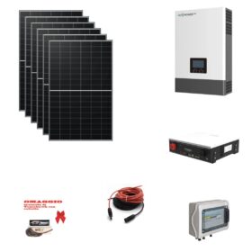 Kit 3,4Kwp MONOFASE Autoconsumo Pannello Solare LONGI 485WP MONOFACCIALE LR7-54HVH-485M X10 Monocristallino bifacciale Inverter Luxpower SNA6000 6Kwh con regolatore 2 MPPT luxpower + Batteria litio 5Kwh + OMAGGIO