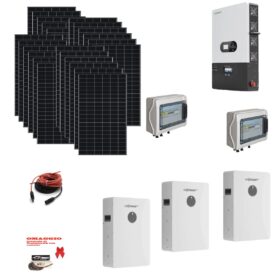 Kit Off grid MONOFASE autoconsumo 14KWp Pannello Solare DMEGC 500Wp DM500M10RT-B60HBT Monocristallino Bifacciale Inverter 12KWh regolatore 4 ingressi + Batteria litio 300Ah 15Kwh LUXPOWER