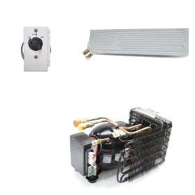 Kit refrigerazione Frigo vitifrigo 140lt compressore ND35 12/24V 220V Evaporatore a piastra PT10 con giunti rapidi e termostato made in italy