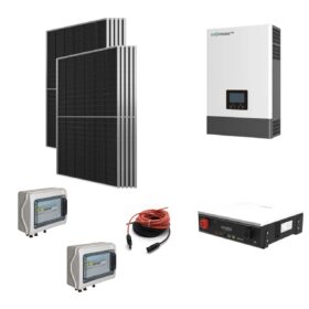 Kit OFF GRID/ ON GRID Autoconsumo 5Kwp Pannello Solare HYUNDAI 500Wp Inverter 6Kwh LUXPOWER con regolatore + Batteria litio 5Kwh + QUADRO BYPASS RETE ISOLA