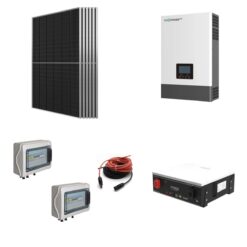 Kit OFF GRID/ ON GRID Autoconsumo 3Kwp Pannello Solare HYUNDAI 500Wp Inverter 6Kwh LUXPOWER con regolatore + Batteria litio 5Kwh + QUADRO BYPASS RETE ISOLA