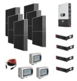 Kit Off grid autoconsumo 16Kwp Pannello Solare SwissWatt SWO Davos Diamond 2 450Wp Monocristallino Classe Resistenza grandine 4 Inverter 12Kwh regolatore 4 ingressi 2 mppt + Batteria litio 400Ah 20Kwh LUXPOWER QUADRO BYPASS RETE ISOLA