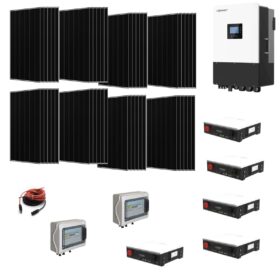 Kit OFF/ON GRID TRIFASE 18,6Kwp Pannello Solare AIKO NEOSTAR 3P 490Wp A490 MCE54DW Monocristallino BLACK FRAME Inverter 12Kwh con regolatore 3 MPPT 6 ingressi luxpower + Batteria litio 25Kwh