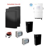 Kit Off/ON grid CEI021 autoconsumo TRIFASE 11,7Kwp Pannello Solare SwissWatt One AG BACK CONTACT 490W bifacciale Monocristallino Classe Resistenza grandine 5 Inverter 8Kwh regolatore 2 ingressi + Batteria litio 200A