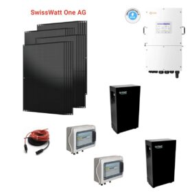 Kit Off/ON grid CEI021 autoconsumo TRIFASE 11,7Kwp Pannello Solare SwissWatt One AG BACK CONTACT 490W bifacciale Monocristallino Classe Resistenza grandine 5 Inverter 8Kwh regolatore 2 ingressi + Batteria litio 200A