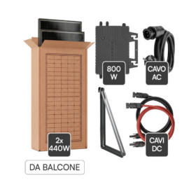Kit 880Wp Autoconsumo Balcone competo di pannello solare 440W + micro inverter 800W e staffe